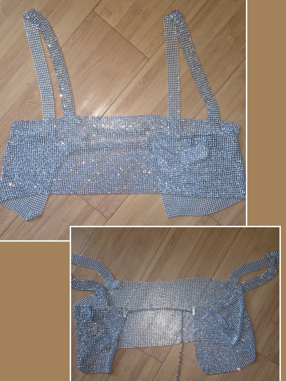 Madden NYC Silver Rhinestone Embellished Crop Top